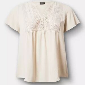 Crochet Lace Flutter Sleeve Blouse, Rainy Day, Size 2 (18-20)